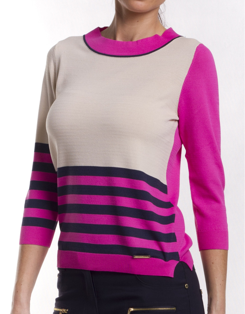 Long sleeve asymmetric striped jersey 