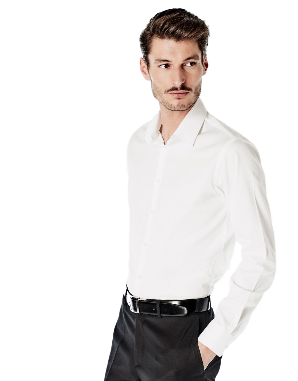 Camisa vestir slim fit dibujo blanca