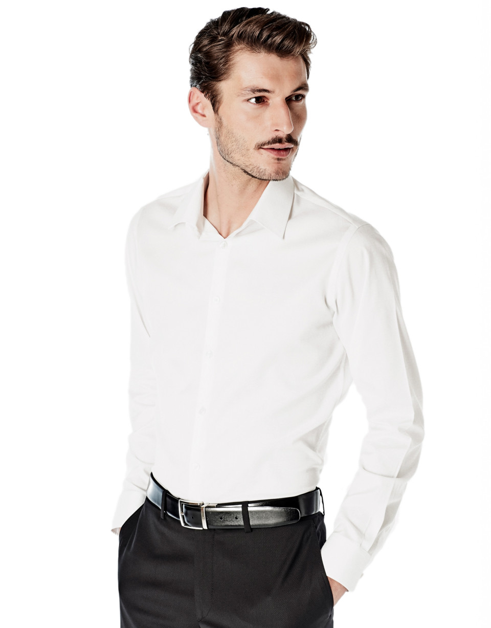Camisa vestir slim fit dibujo blanca