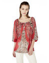 Red loose  off-the-shoulder neck shirt