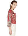 Red loose  off-the-shoulder neck shirt