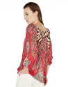 Red loose  off-the-shoulder neck shirt