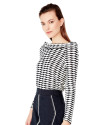 Blue top with boat neck