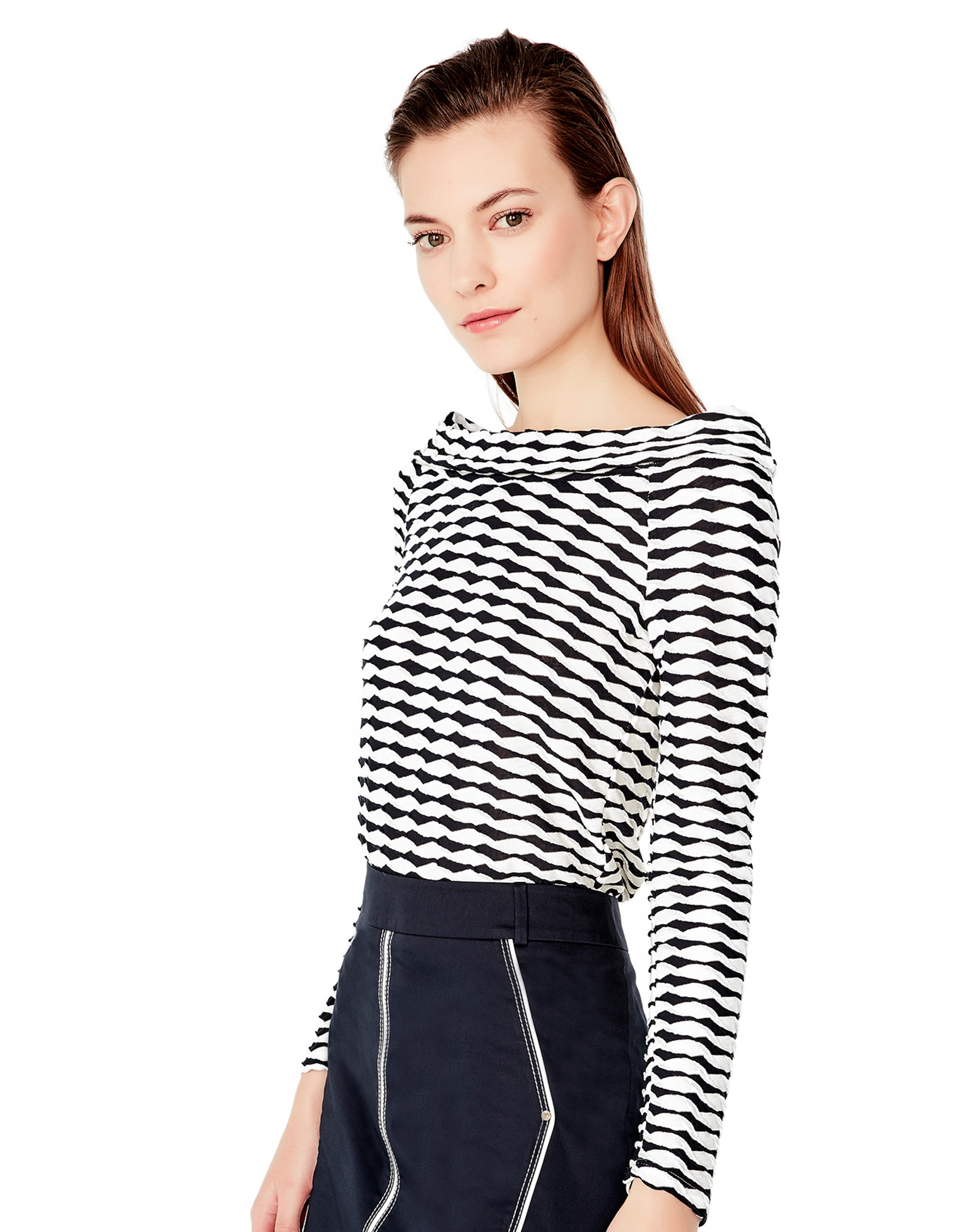 Blue top with boat neck