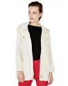 Beige hooded trench coat