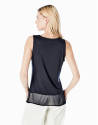 Blue top with tie pin