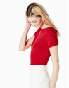 Red ribbed sweater
