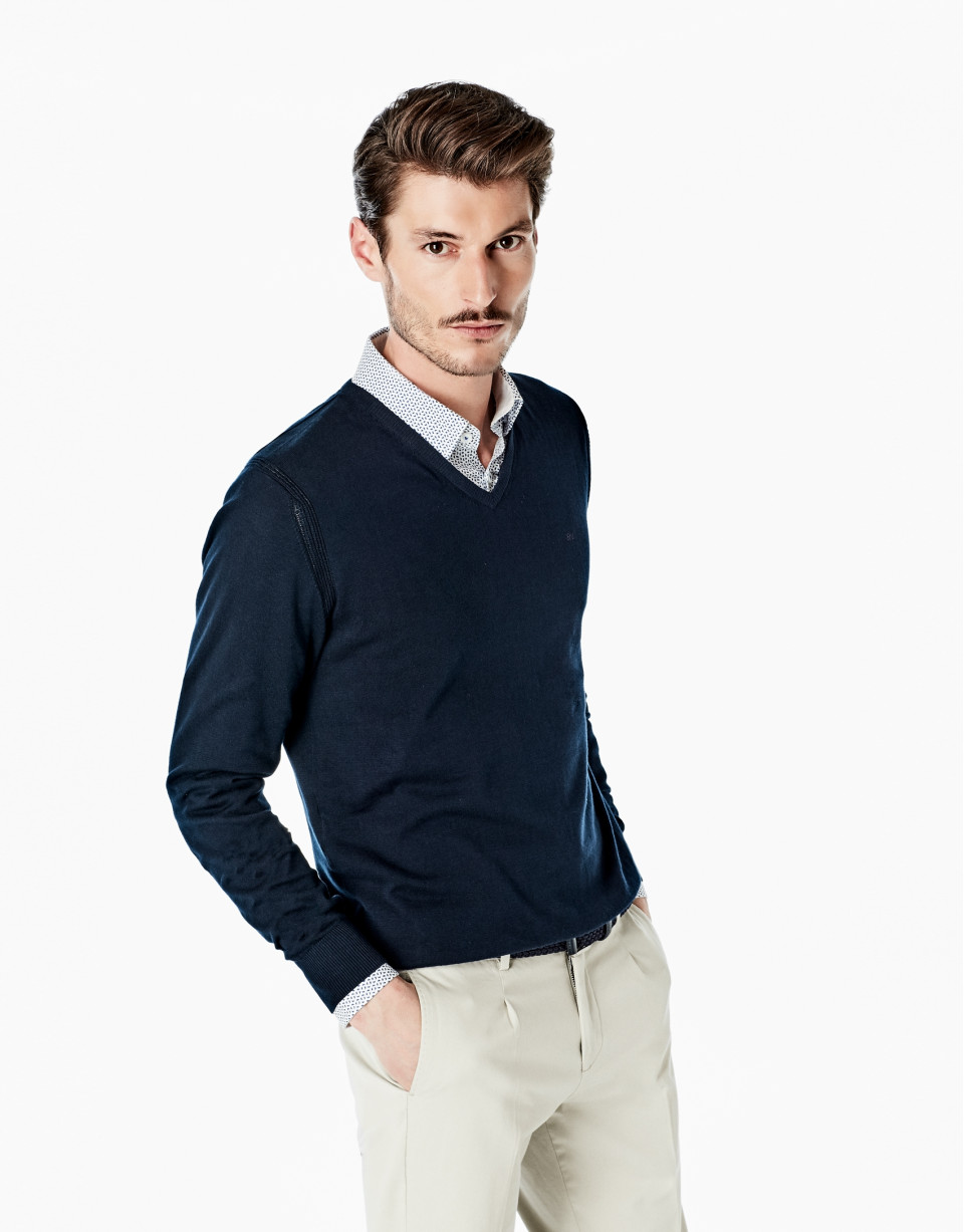 Jersey pico algodón azul marino