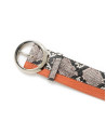 Snakeskin and orange embossed belt