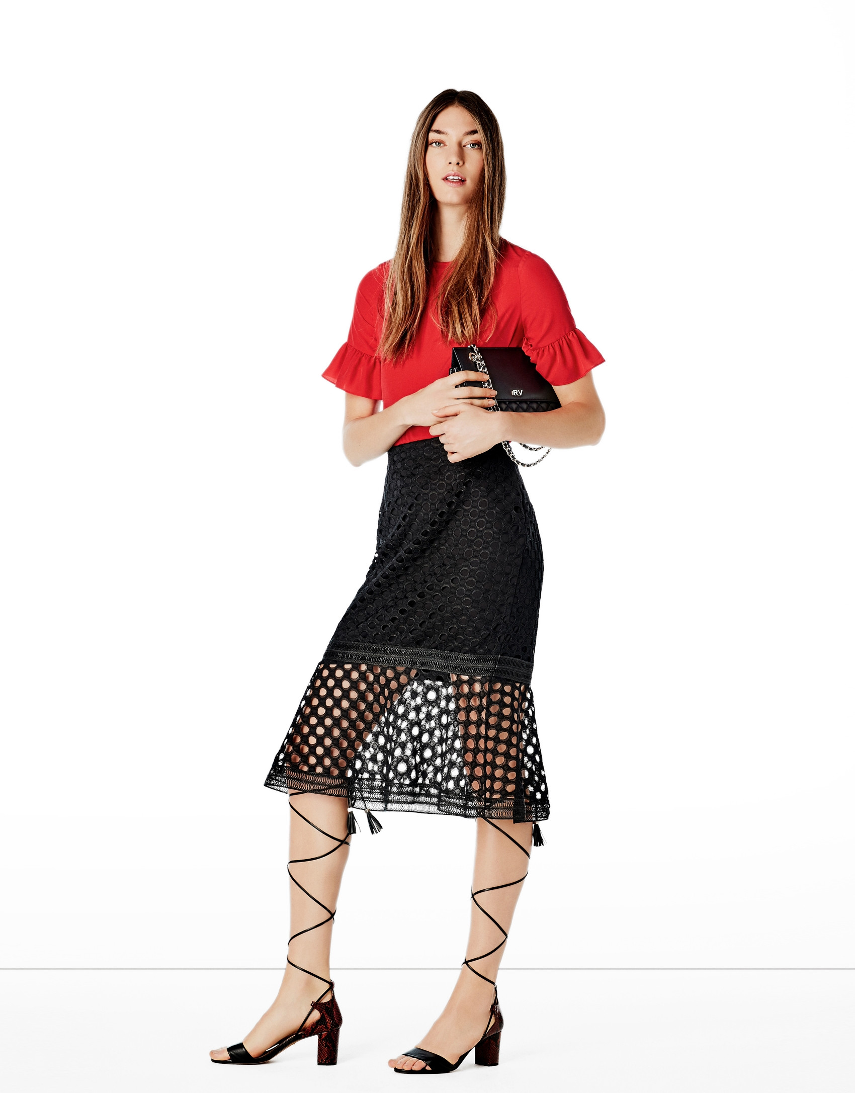 Black godet lace skirt