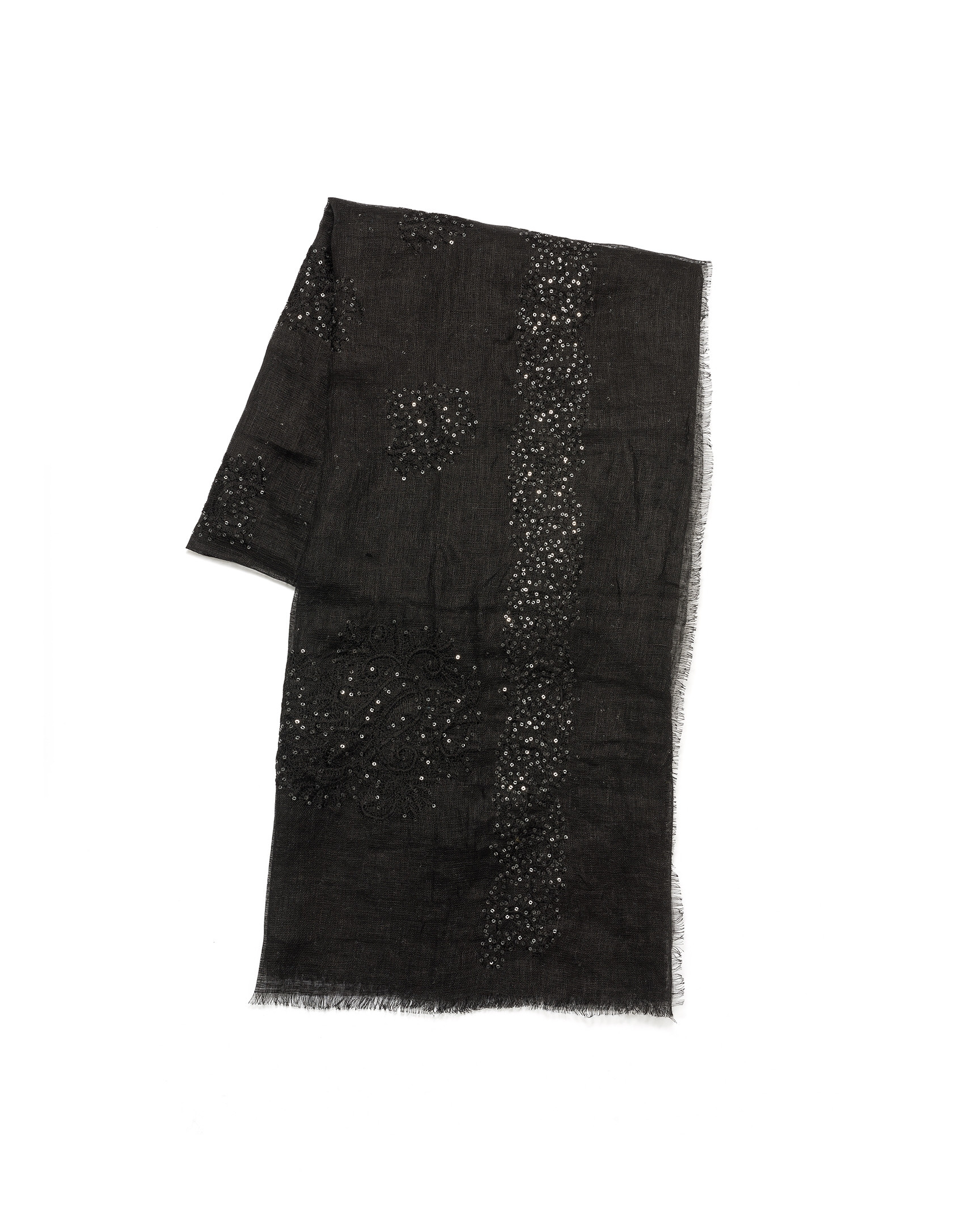 Black embroidered scarf