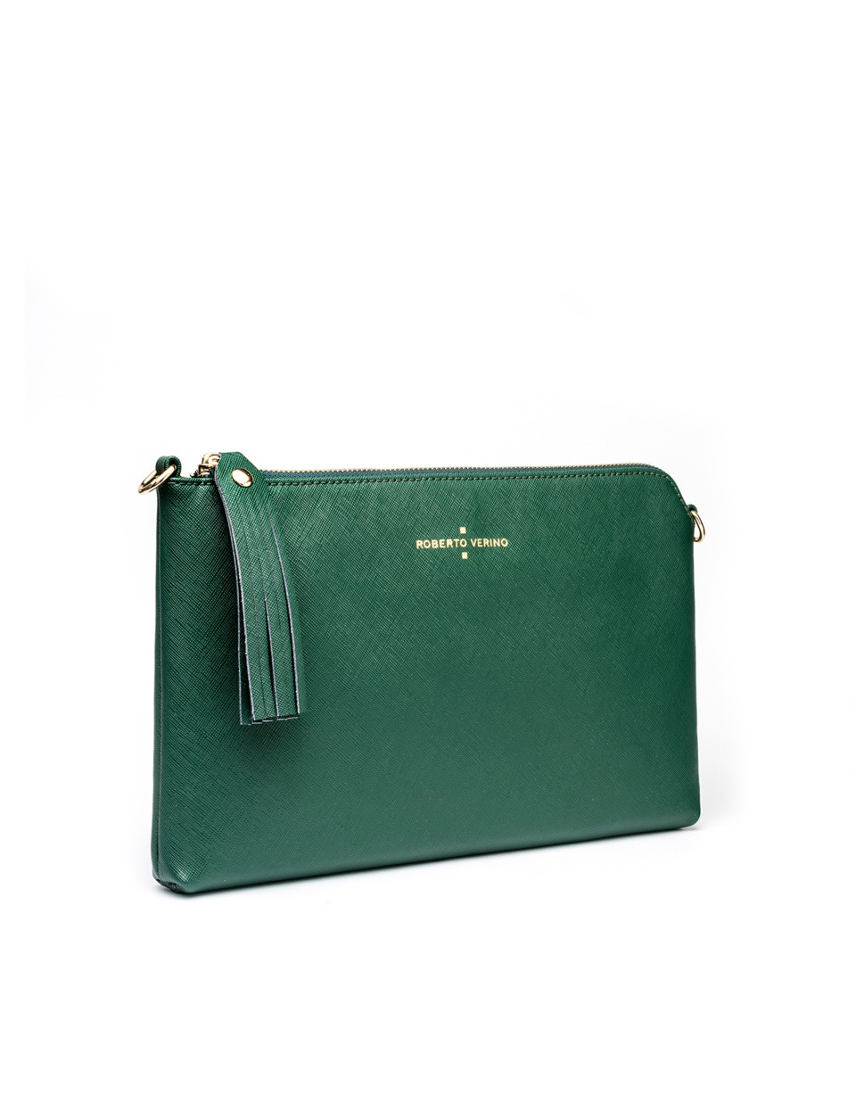 Dark green Saffiano leather Lisa Clutch 