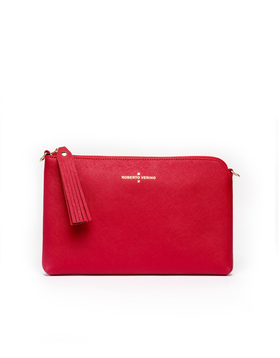 Bolso clutch piel saffiano rojo Lisa