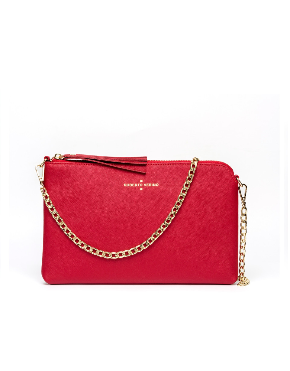 Bolso clutch piel saffiano rojo Lisa