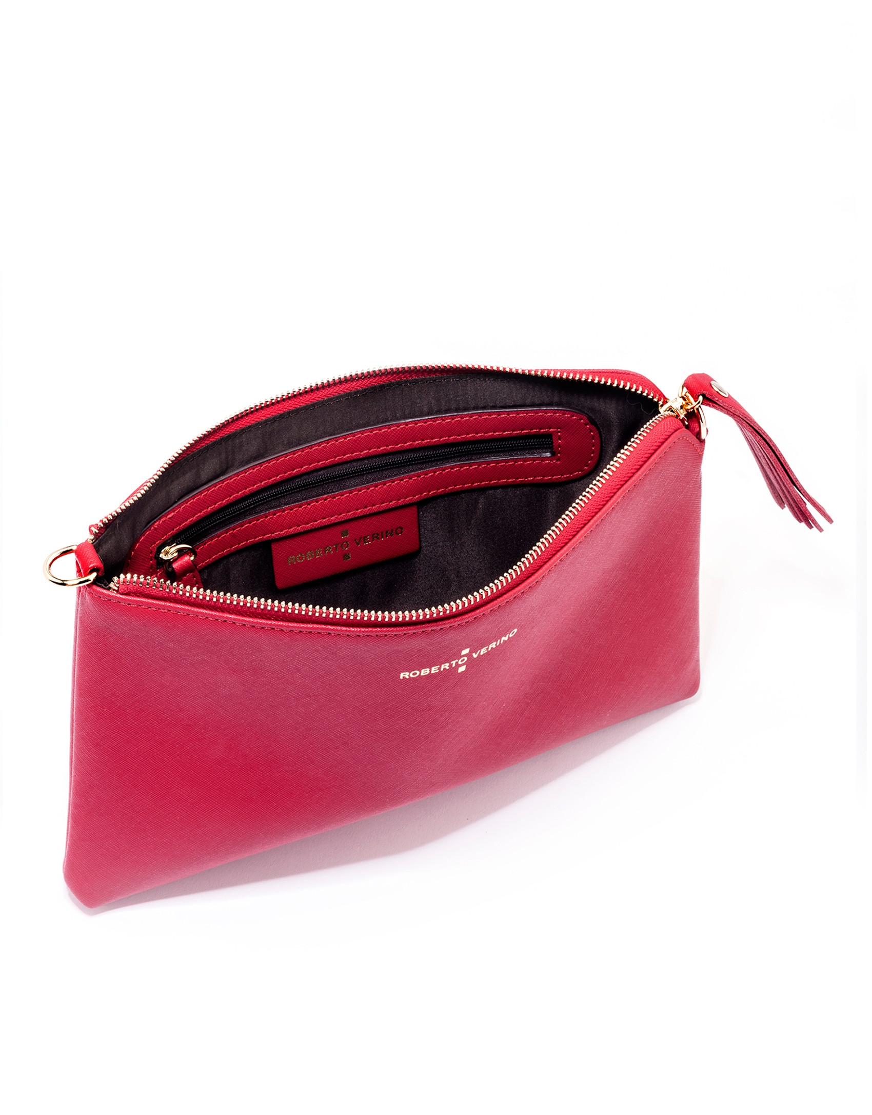 Bolso clutch piel saffiano rojo Lisa