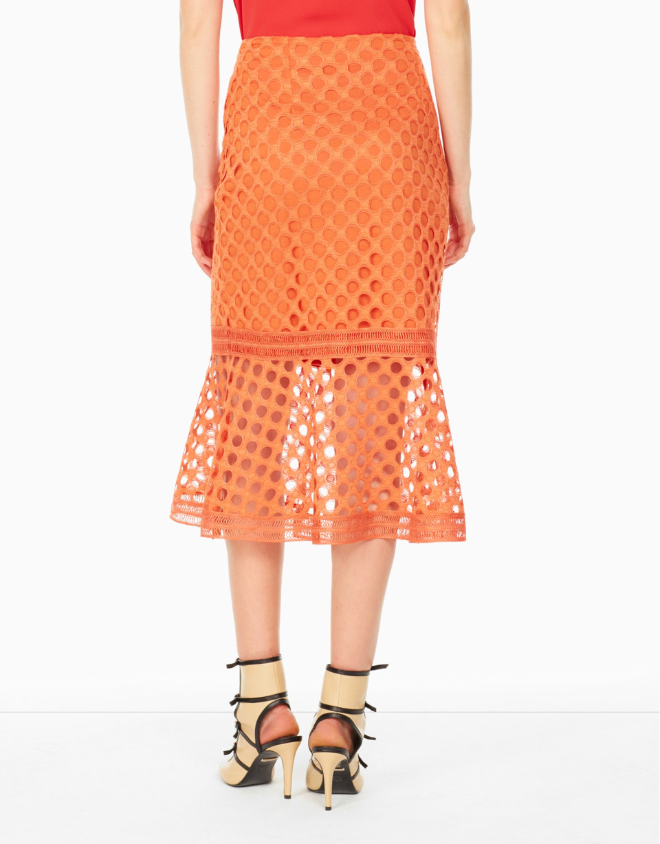 Orange godet lace skirt