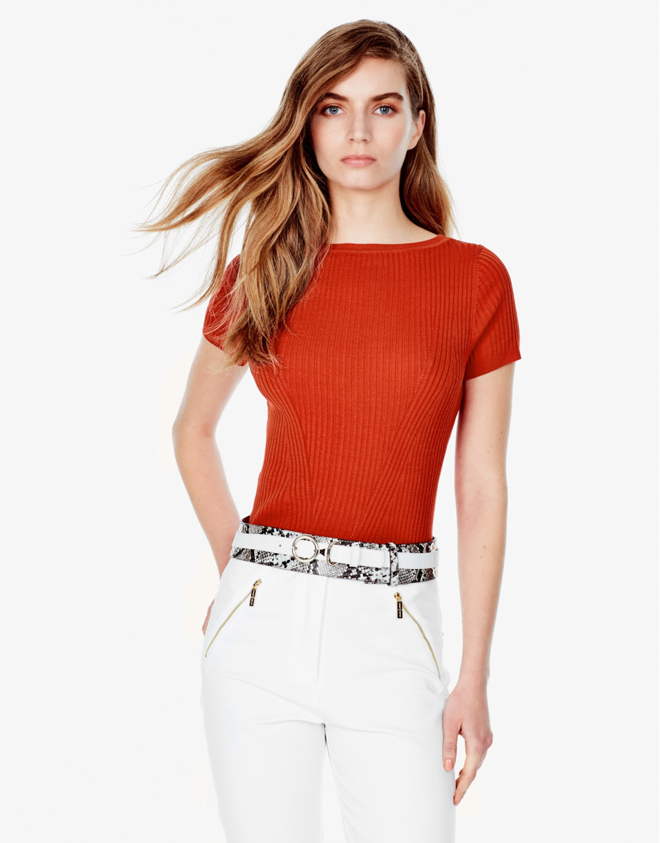 Orange ribbed sweater