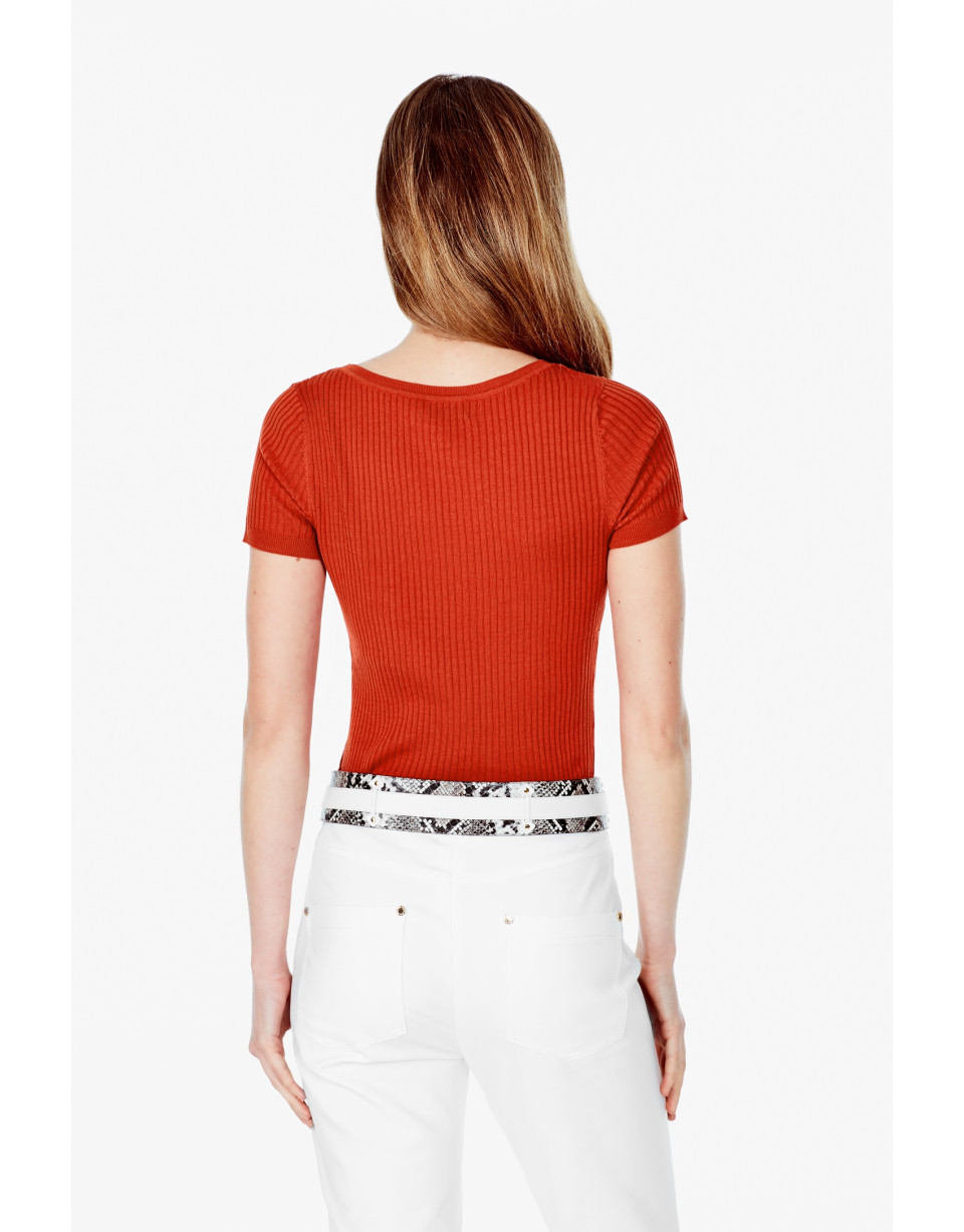 Orange ribbed sweater