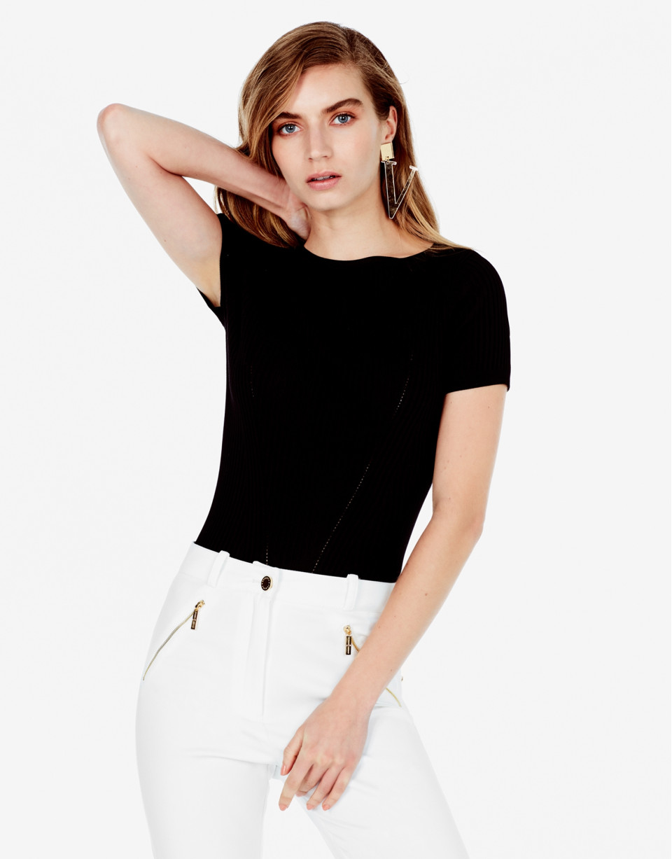 Black ribbed sweater