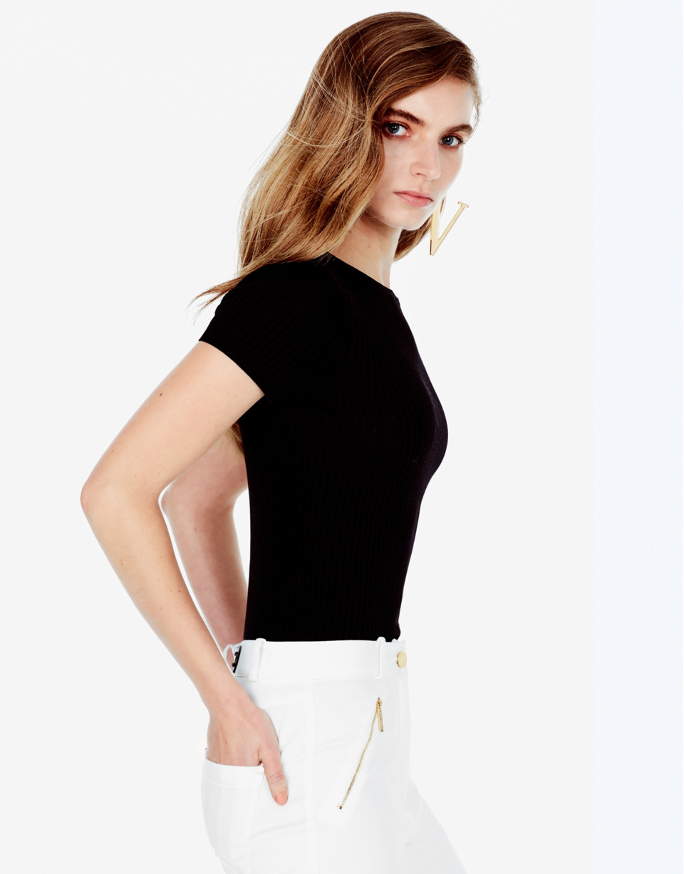 Black ribbed sweater