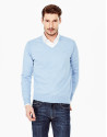 Light blue cotton V-neck sweater