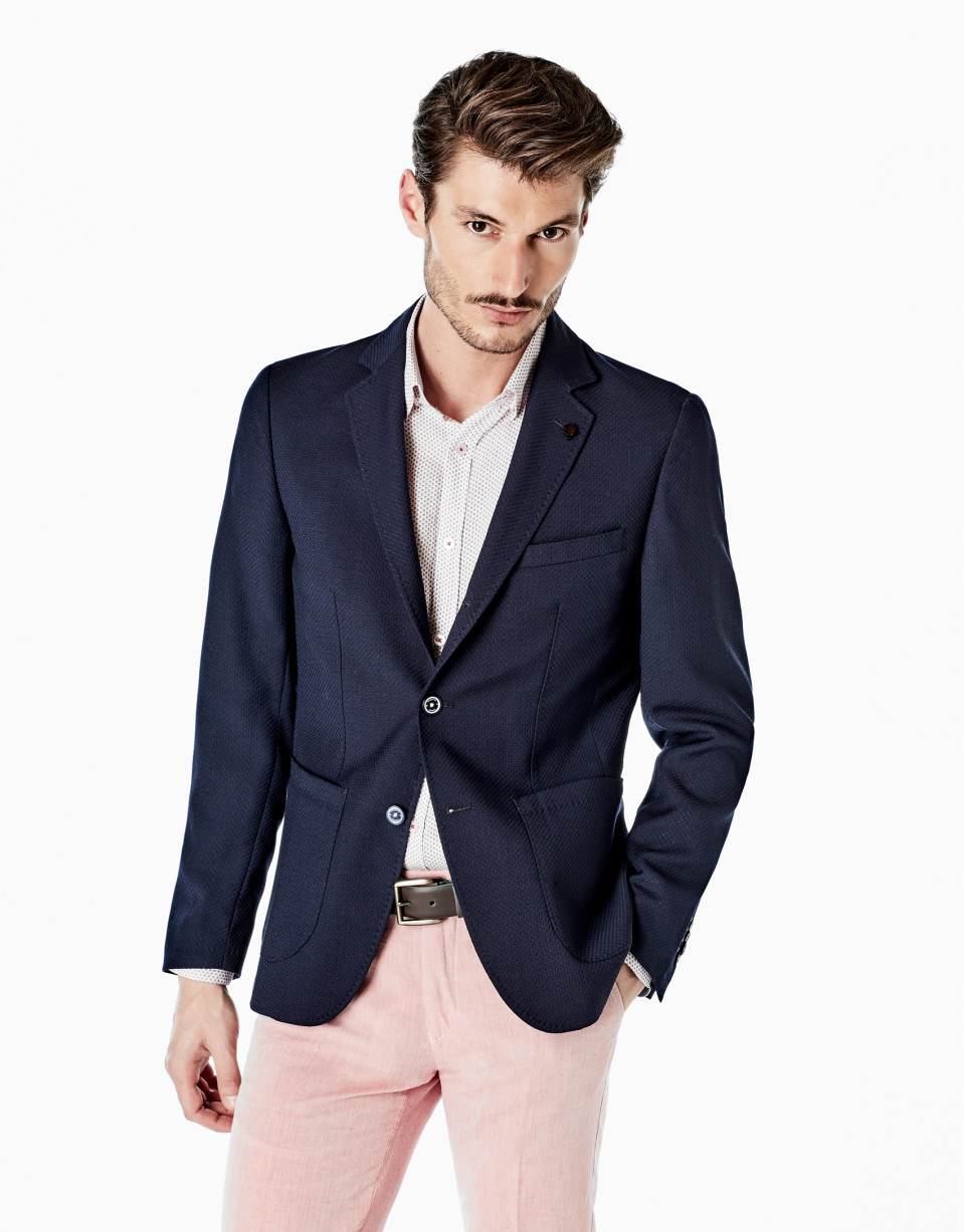 Navy blue structured sports coat