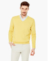 Yellow cotton V-neck sweater