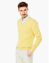 Yellow cotton V-neck sweater