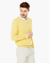 Yellow cotton V-neck sweater