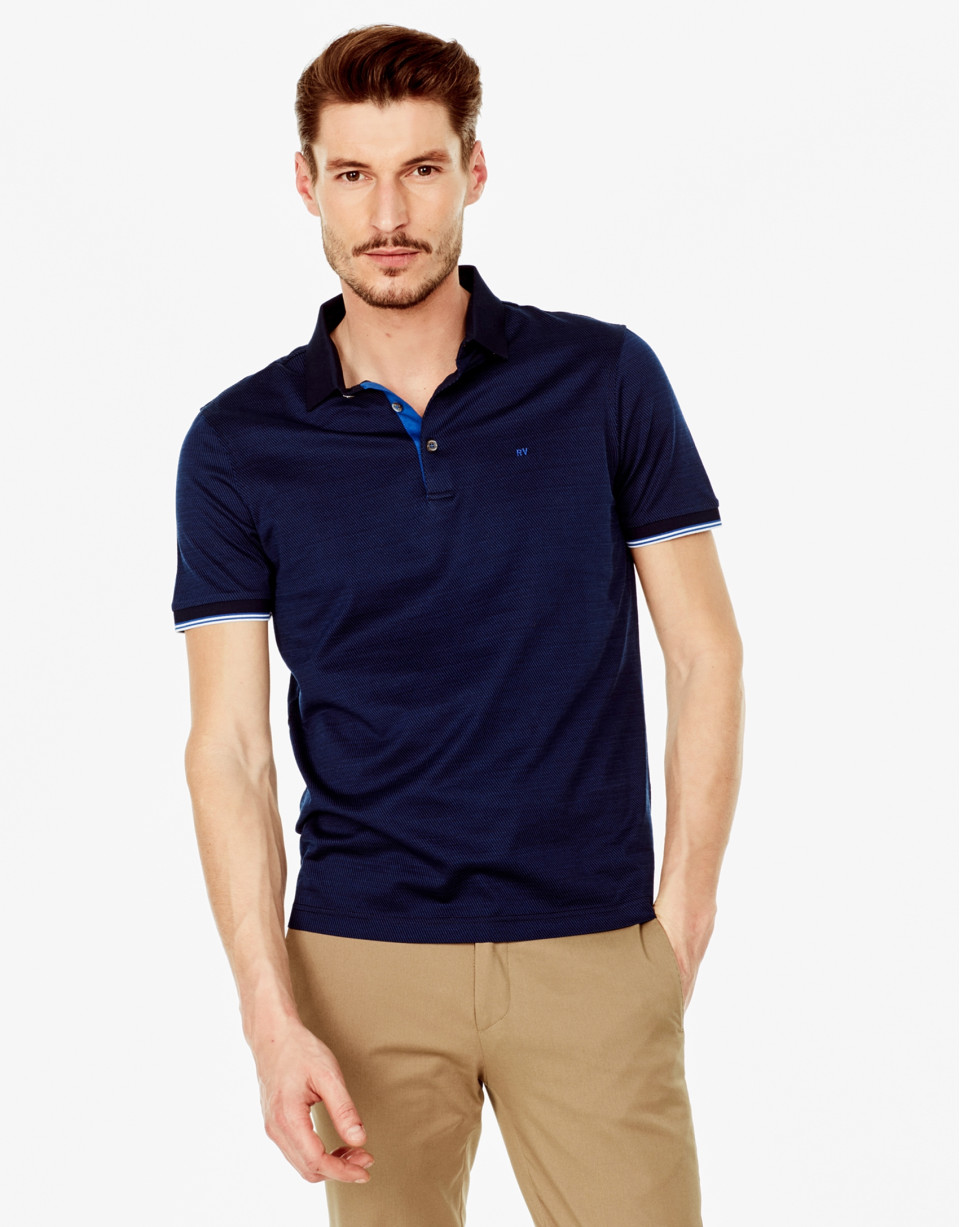 Polo microdibujo azul marino
