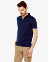 Navy blue microprint polo shirt