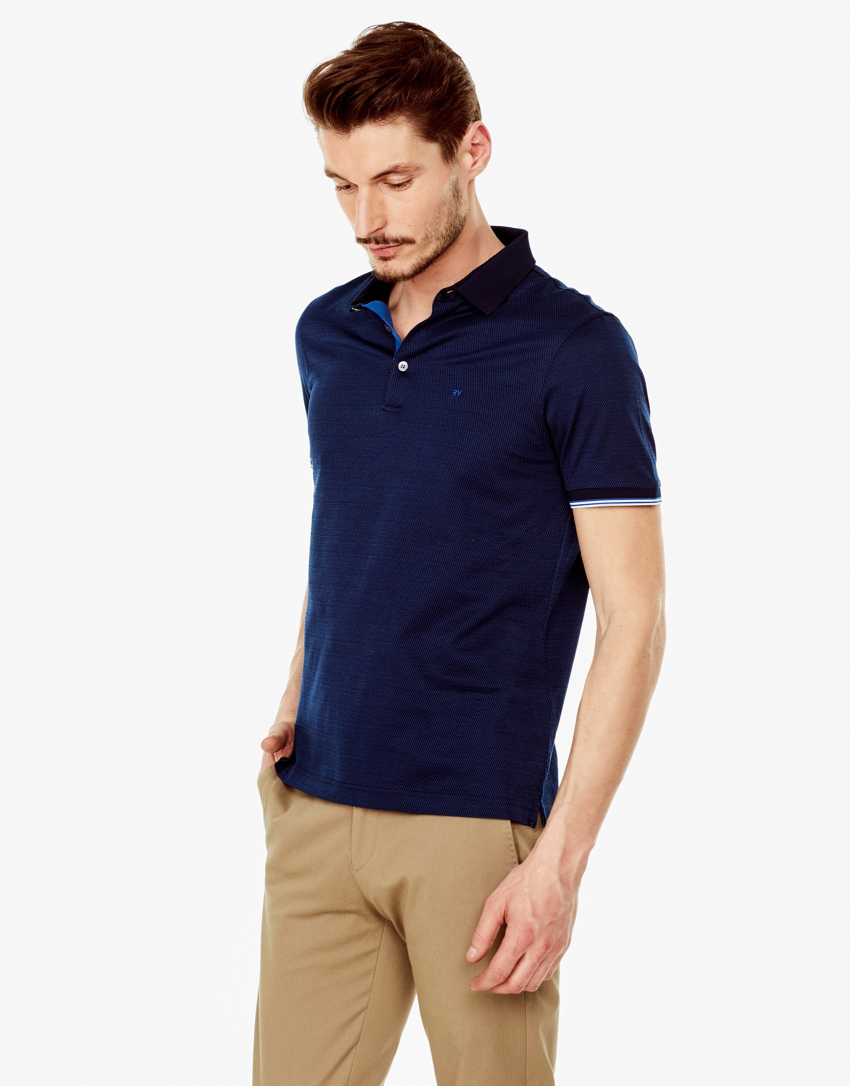 Polo microdibujo azul marino
