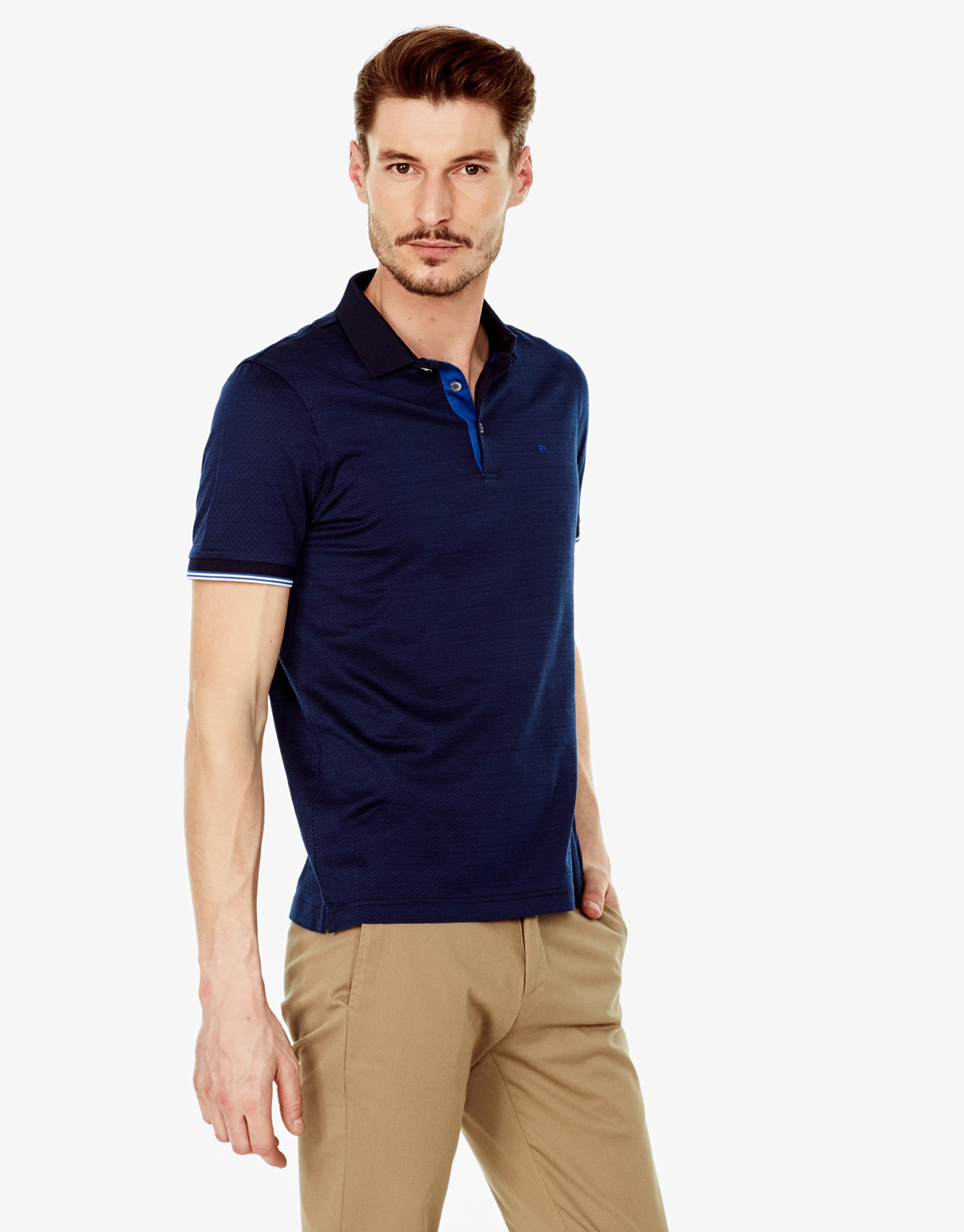 Polo microdibujo azul marino