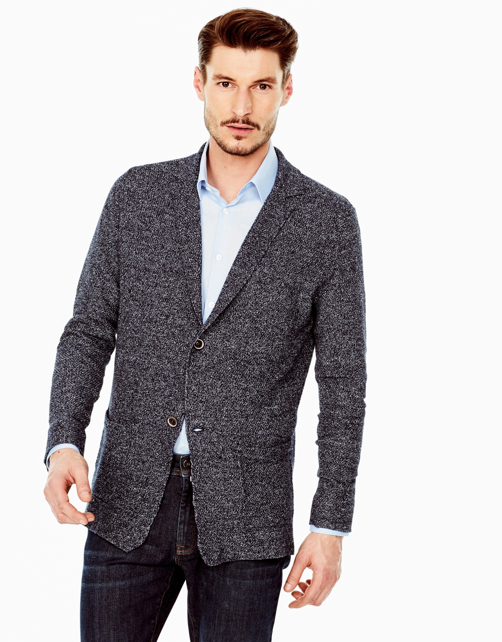 Navy blue structured cotton jacket