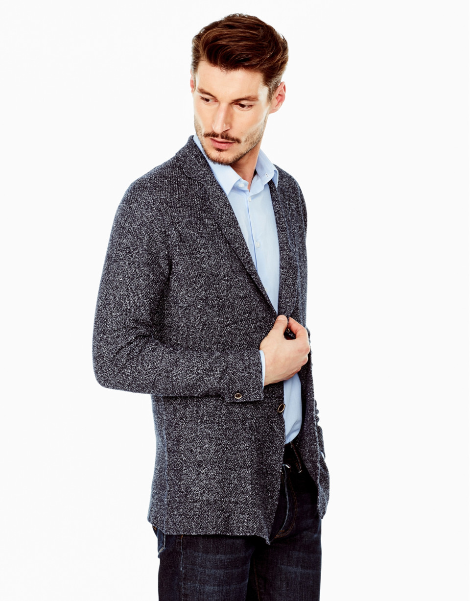 Navy blue structured cotton jacket