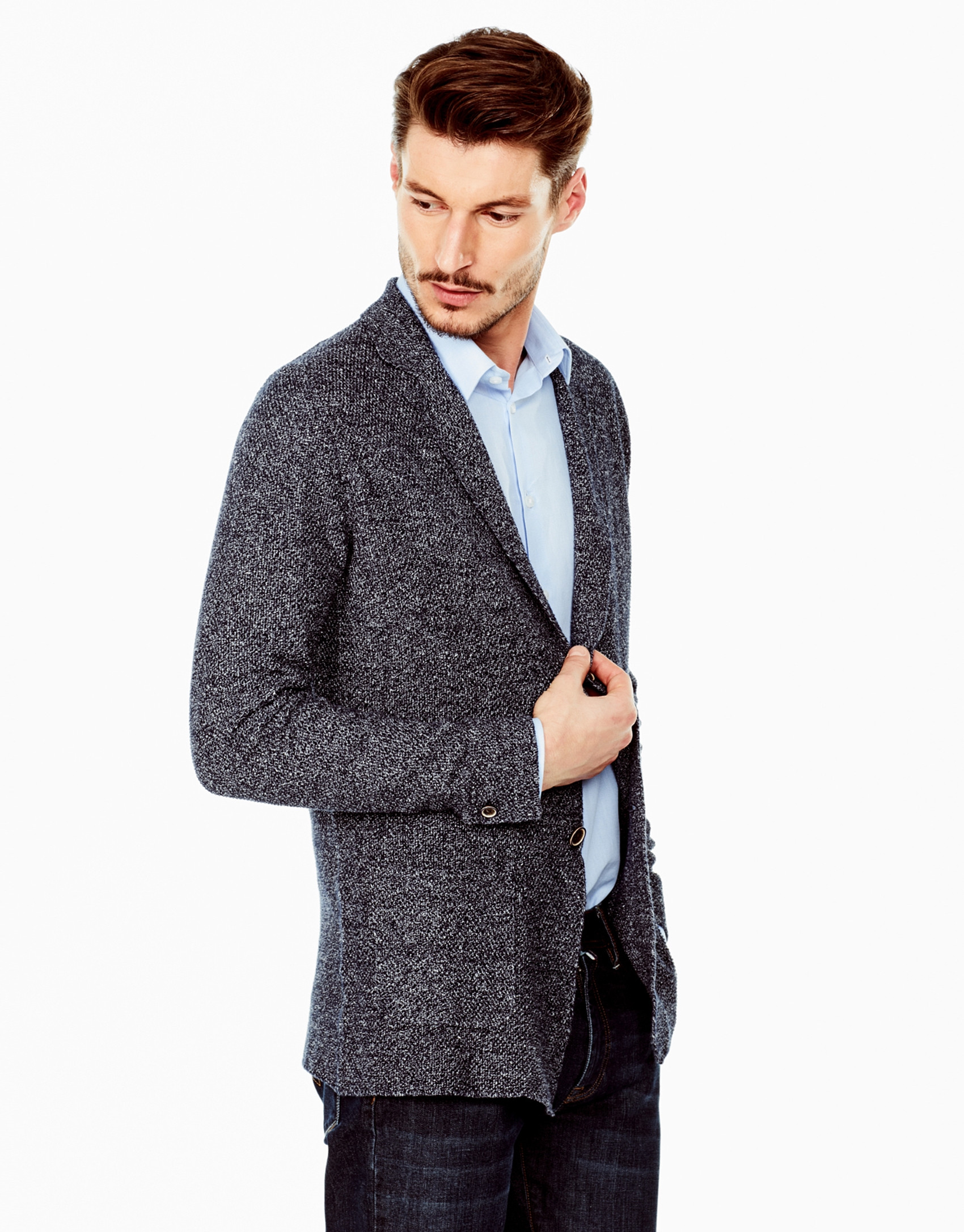 Navy blue structured cotton jacket