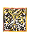 Copper-gold silk scarf with design