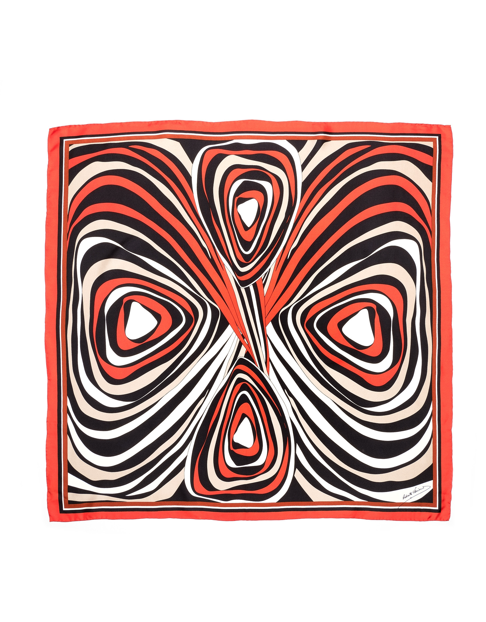 Orange geometric print silk scarf