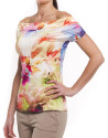 Short sleeve top  with boat neck