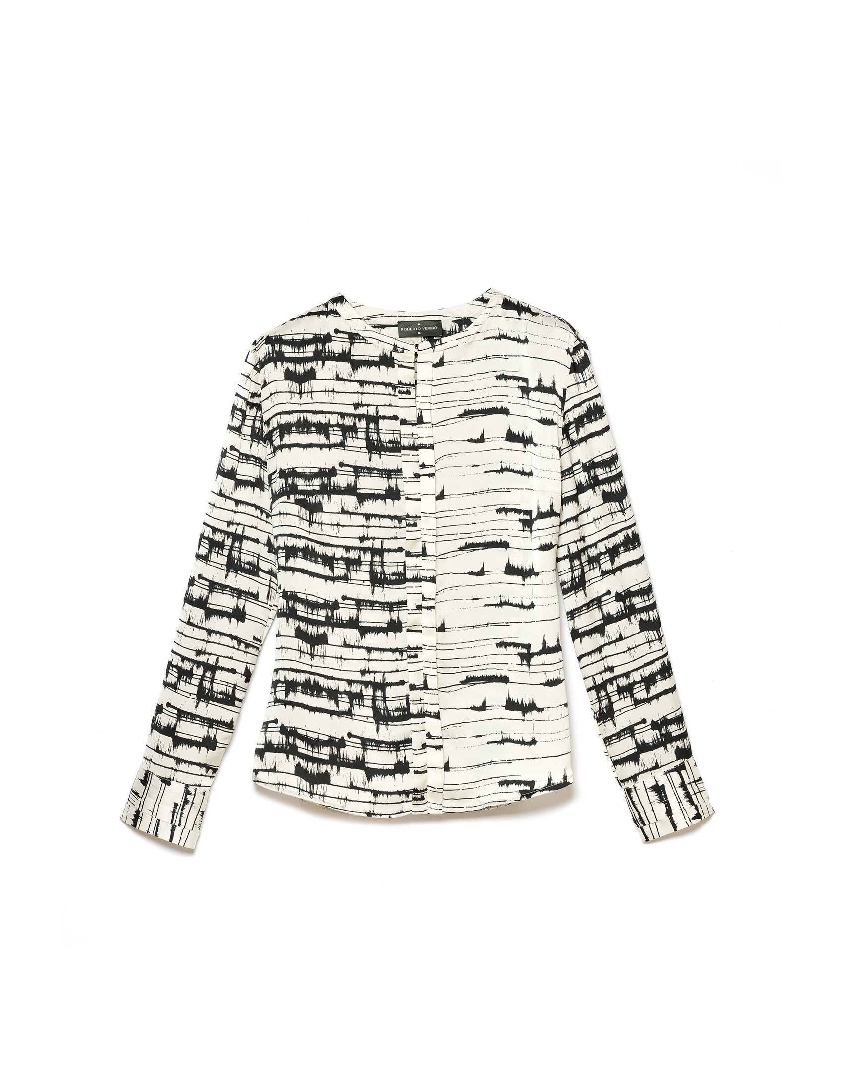 Beige blouse with round neckline