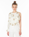Blusa asimétrica cruda estampado flores
