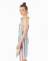 Multicolor striped asymmetric shirtwaist dress