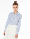 Blue and white striped shirt with pocket