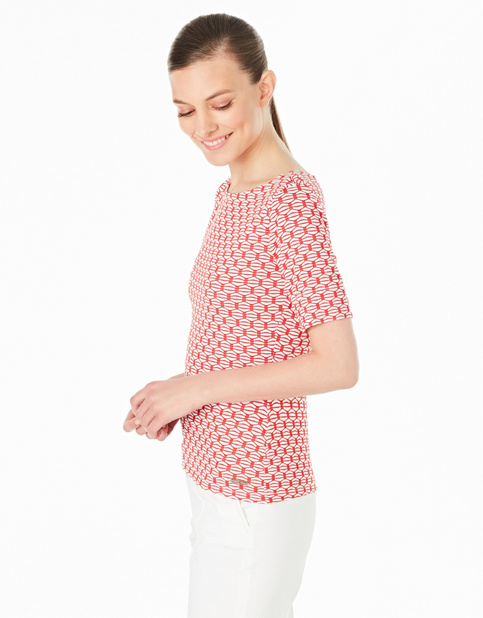 Red openwork knit top