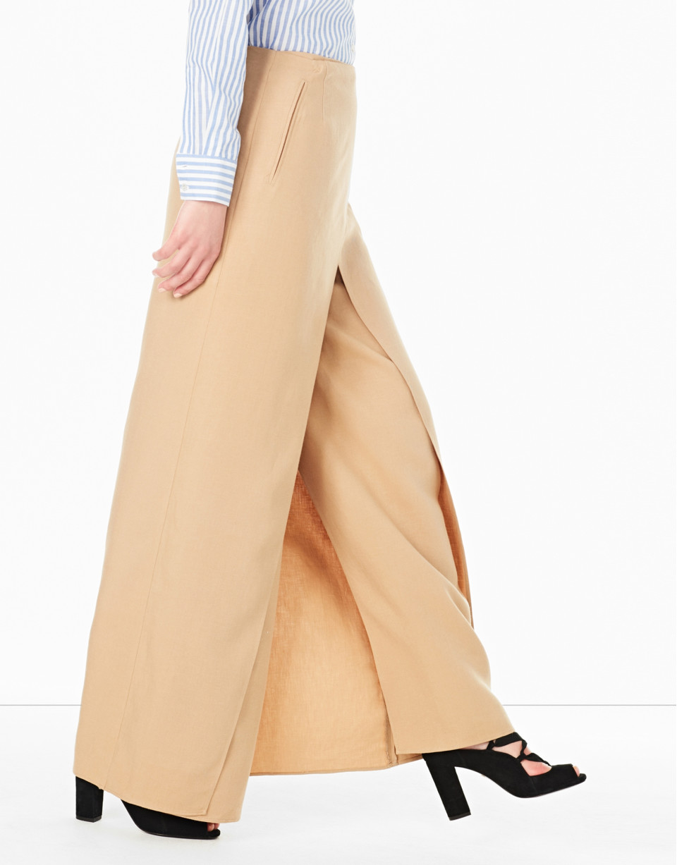 Hazelnut long wrap-around skirt