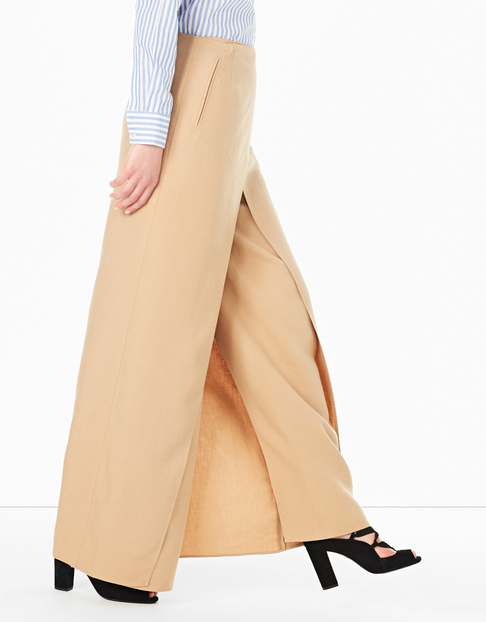 Hazelnut long wrap-around skirt