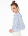 Blue and white striped shirt with pocket