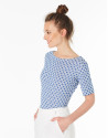 Camiseta punto calado azul