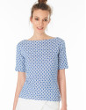 Blue openwork knit top