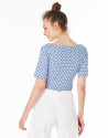 Camiseta punto calado azul